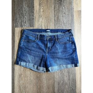 Old Navy Denim Shorts Womens 12 Blue Excellent Cuffed Mid Rise Stretch RN 54023